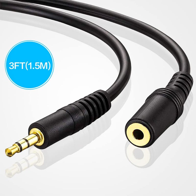Inovat 1.5M 5 Feet 3.5mm Jack Audio Stereo Earphone M/F Extension Cable Cord Male to Female - Image 3